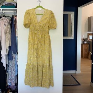 Midi yellow floral dress